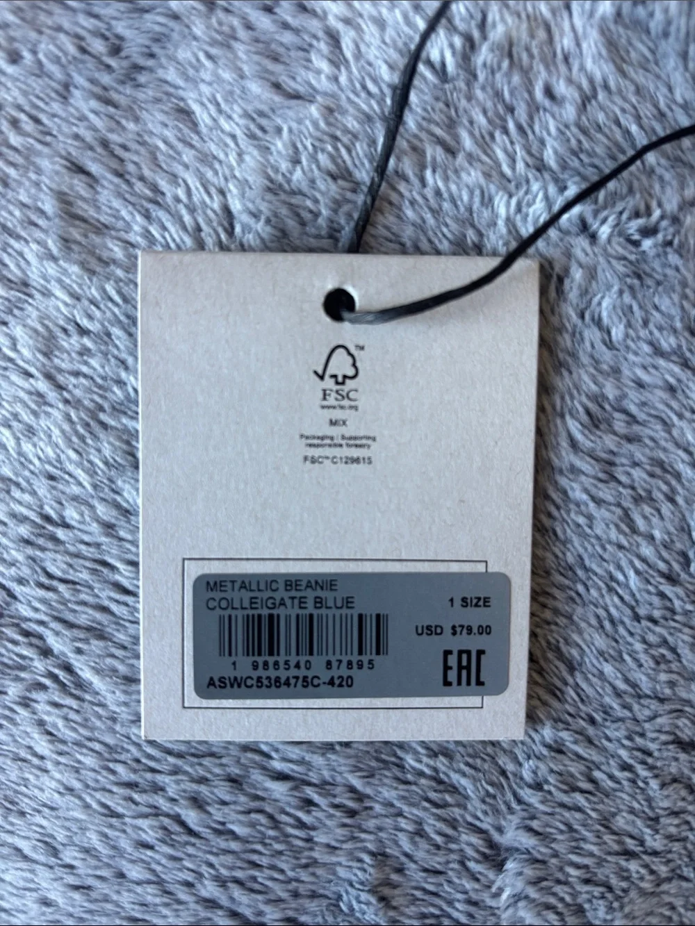 AllSaints Metallic Eyelash Knit Beanie in Collegiate Blue NWT